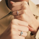 Inel "Linkz" Snow Blue din Argint Placat cu Aur Galben/Alb de 18k și Zirconiu Cubic Albastru - NOU !!!