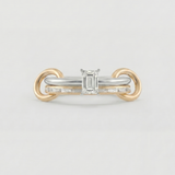 Inel "Linkz" Serenity White din Argint Placat cu Aur Galben/Alb de 18k și Pietre de Moissanite