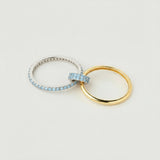 Inel "Linkz" Snow Blue din Argint Placat cu Aur Galben/Alb de 18k și Zirconiu Cubic Albastru - NOU !!!
