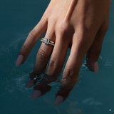 Inel "Linkz" Snow Blue din Argint Placat cu Aur Galben/Alb de 18k și Zirconiu Cubic Albastru - NOU !!!