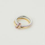 Inel "Linkz" Snow Pink din Argint Placat cu Aur Galben/Alb de 18k și Zirconiu Cubic Roz - NOU !!!