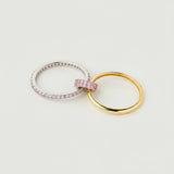 Inel "Linkz" Snow Pink din Argint Placat cu Aur Galben/Alb de 18k și Zirconiu Cubic Roz - NOU !!!