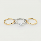 Inel "Linkz" Solitaire White din Argint Placat cu Aur Galben/Alb de 18k și Pietre de Moissanite